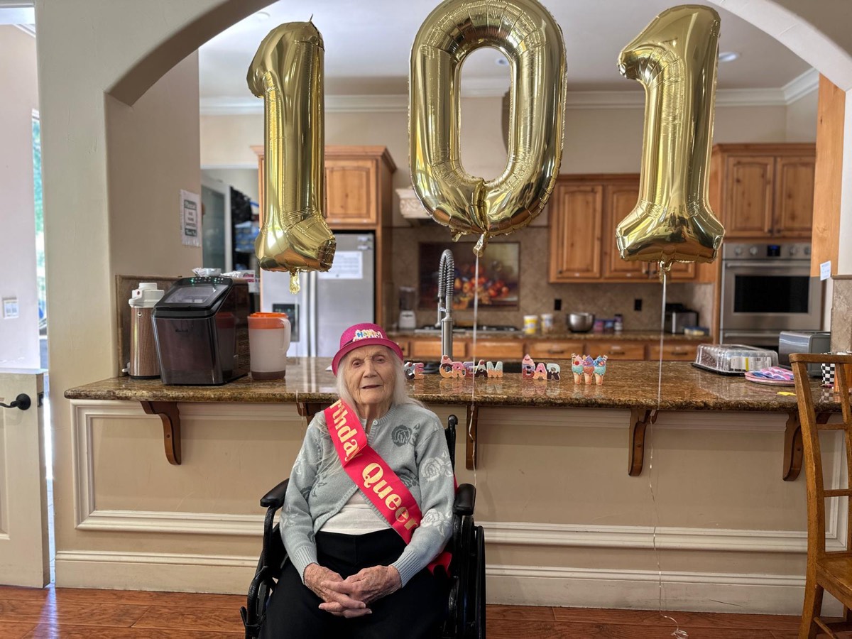 A resident celebrating her 101st birthday