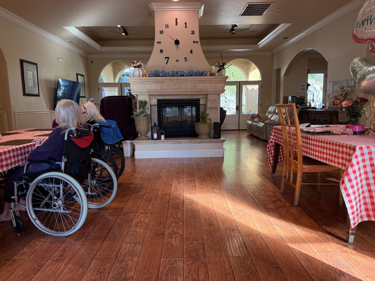 The dining room at The Villa, with residents at lunch